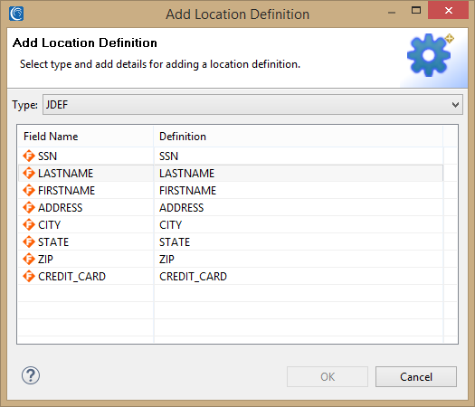 Adding Location Definitions to Metadata wizard