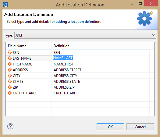 Adding Location Definitions to Metadata, last name highlighted